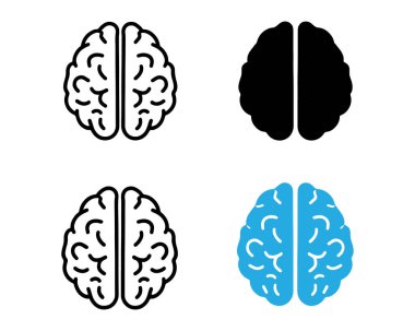 Beyin basit simgesi seti. İnsan beyin sembolü. Vektör
