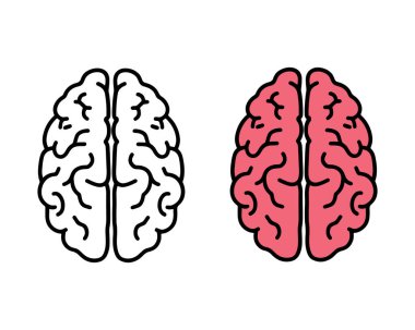 Beyin basit simgesi seti. İnsan beyin sembolü. Vektör