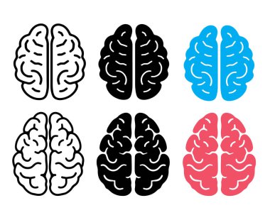 Beyin basit simgesi seti. İnsan beyin sembolü. Vektör