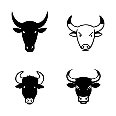 Beyaz arkaplan ile inek başı vektörü