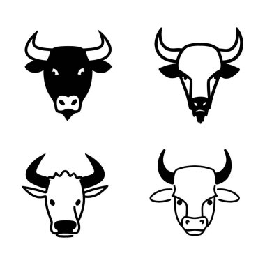 Beyaz arkaplan ile inek başı vektörü