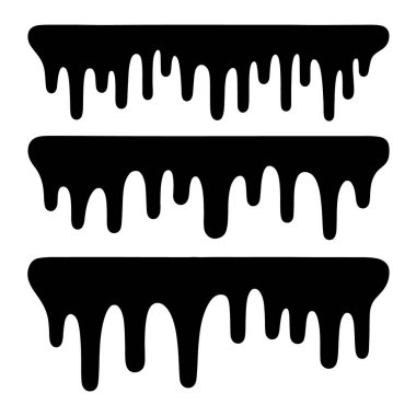 Siyah eritme damlaları koleksiyonlar boya koleksiyonu. Erime damlaları soyut sıvı vektör elementlerini boyar. kenarlık ve damlatma mürekkebi