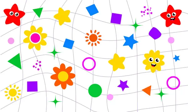 Çocuklar ve çocuklar arka plan vektörü. Eğlenceli çocuksu el çizimi karalama tasarımı. Paket tasarımı için oyuncu çizgi film tasarımı ve yazdırma.