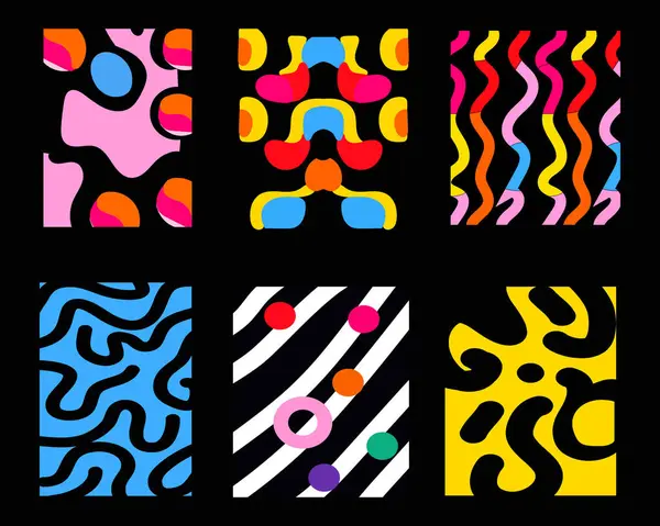 Tebrik kartı, kartpostal, davetiye, kapak, broşür ya da poster için renkli minimalist arka planlar. Basit şablonlu soyut düz vektör çizimleri.