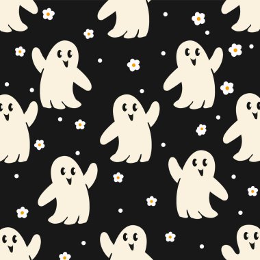 Çiçekli Hayalet Şablonu Cadılar Bayramı Hayalet Arkaplanı