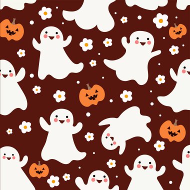 Çiçekli Hayalet Şablonu Cadılar Bayramı Hayalet Arkaplanı