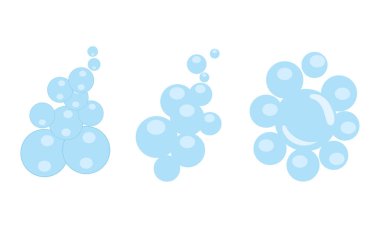 Hava kabarcıkları düz set, sabun köpüğü oksijen kabarcıkları, vektör tasarım elementleri