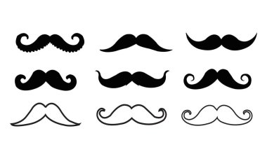 Farklı bıyık koleksiyonu. Vektör illüstrasyonu