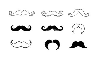 Farklı bıyık koleksiyonu. Vektör illüstrasyonu