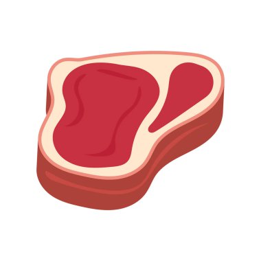 Biftek İkonası BBQ Sembolü, Izgara Et İşareti, Çiğ Et Piktogramı, Ribeye Biftek İllüstrasyonu.