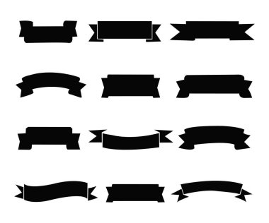 Siyah kurdele bayrakları hazır. Lüks reklam tarzı için vektör illüstrasyon. vektör