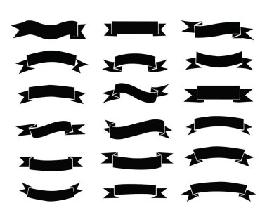 Siyah kurdele bayrakları hazır. Lüks reklam tarzı için vektör illüstrasyon. vektör