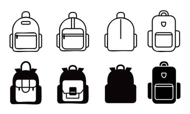 Okul Sırt Çantası Simgesi Vektör Okul Torbası Sembollerini Şeffaf Arkaplan üzerinde Şeffaf Arkaplan Çizgisi & Solid Satır: Eğitim ve Çocuklar için Sırt Çantası Simgeleri: Vector Okul Çantası Sembollerini Şeffaf Arkaplan 124; Minimum Satır & Solid Simgeleri f