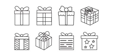 Kurdele çizgisi sanat vektörü illüstrasyonlu hediye kutusu simgesi