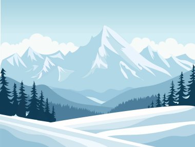 Çam ormanlı karlı dağ tepeleri