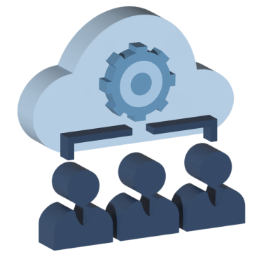 3B Bulut İşbirliği Simgesi İnsanlarla ve Dişlilerle