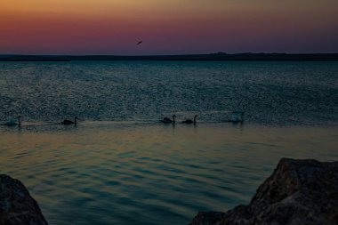 Denizin üzerinde güzel bir gün batımı