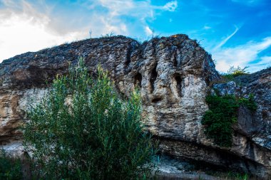 rock formations at the ancient village of cappadocia, sesehir, turkey.