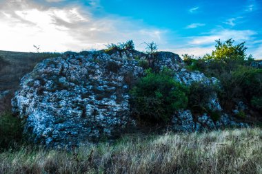 beautiful mountain landscape with rocks in the evening