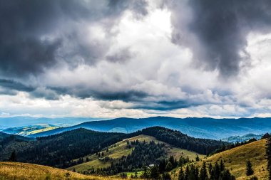 beautiful summer mountains and clouds in carpathian mountains
