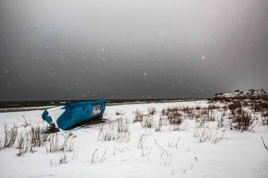 Karla kaplı ağaçlarla kaplı kış manzarası