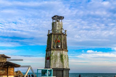 batumi, Georgia - Temmuz 310, 202 Batumi sahilindeki deniz feneri.