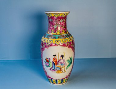a beautiful shot of a ceramic vase with a white background