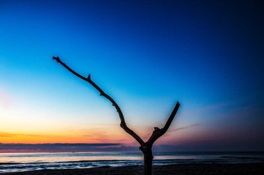 Denizin üzerinde güzel bir gün batımı