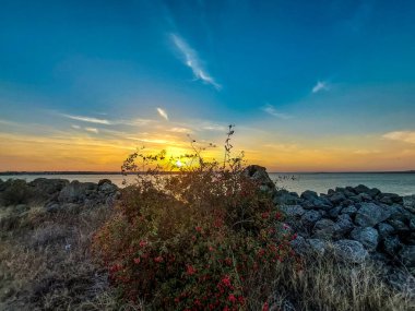 Denizin üzerinde güzel bir gün batımı