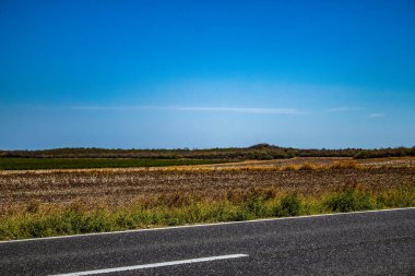 Güney Rusya 'nın kırsal kesimindeki yol.