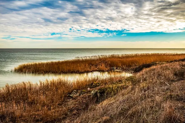Denizin üzerinde güzel bir gün batımı. doğa arkaplanı