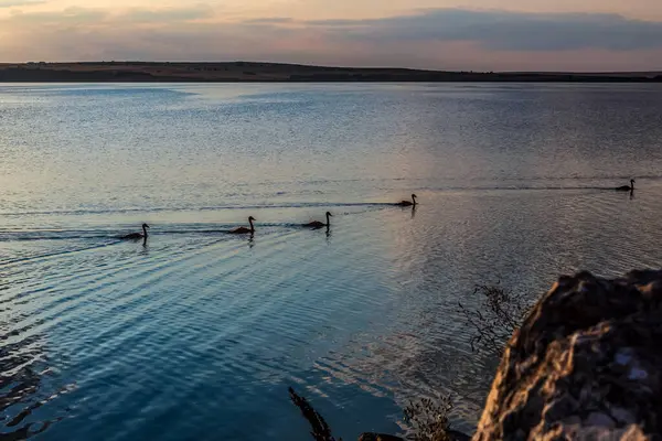 Gün batımında göl dağlarda