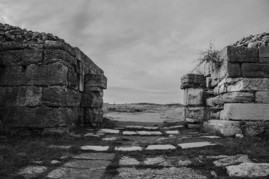 Yunan Delphi şehrindeki antik Yunan tapınağının kalıntıları.