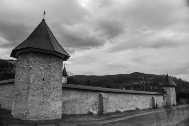 İskeletin eski kalesi, siyah beyaz.