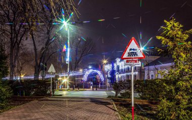 Moskova şehir parkında noel süslemeleri