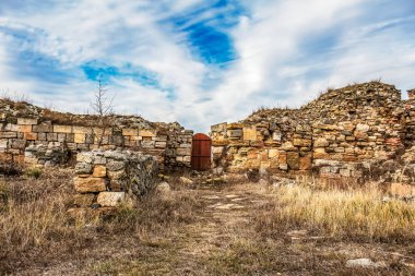 İsrail 'in eski şehrinin eski kalesinin kalıntıları.