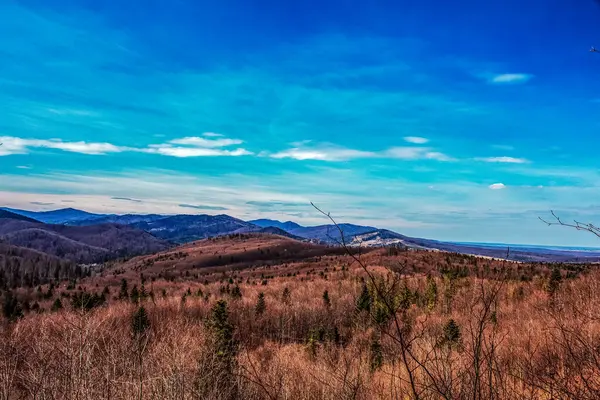 Sonbaharda Karpatlar 'daki Mavi Tepe Dağları