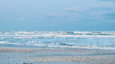 Deniz kıyısında dalgaları ile