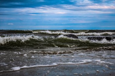 Baltık Denizi kıyısında dalgalar