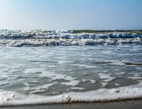 Dalgalar sahile çarpıyor.