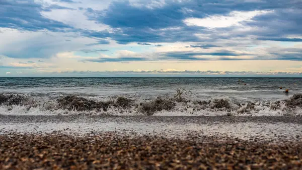 Gürcistan 'ın Karadeniz kıyısındaki dalgalar ve deniz