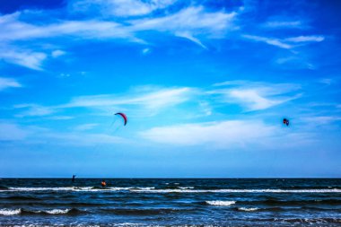 Sahilde uçurtma sörfçüsü