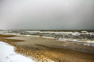 Baltık Denizi 'nde fırtına. kış.