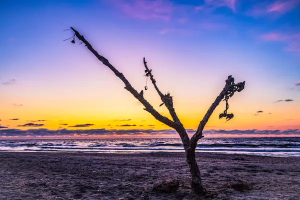 Akşamları kumsalda gün batımı