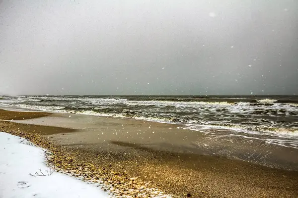 Baltık Denizi 'nde fırtına. kış.