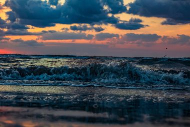 Baltık Denizi kıyısında gün batımı