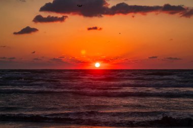 Denizin üzerinde gün batımı, güzel bir arka plan