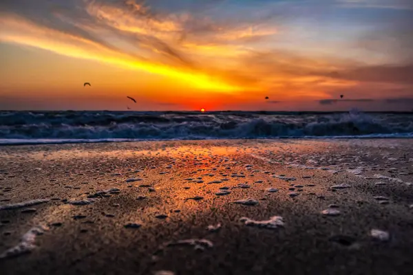 Denizin üzerinde güzel bir gün batımı