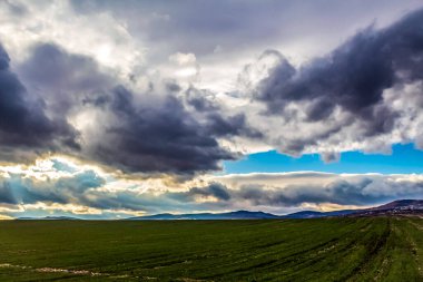 Buğday tarlasında güzel bulutlar