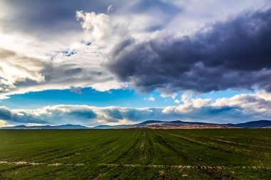 Fırtına bulutları tarlanın üzerinde